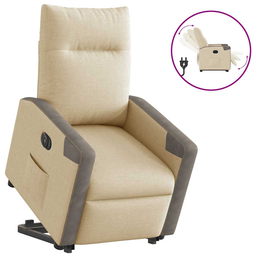 Vetonek Sillón eléctrico reclinable elevable de tela color crema