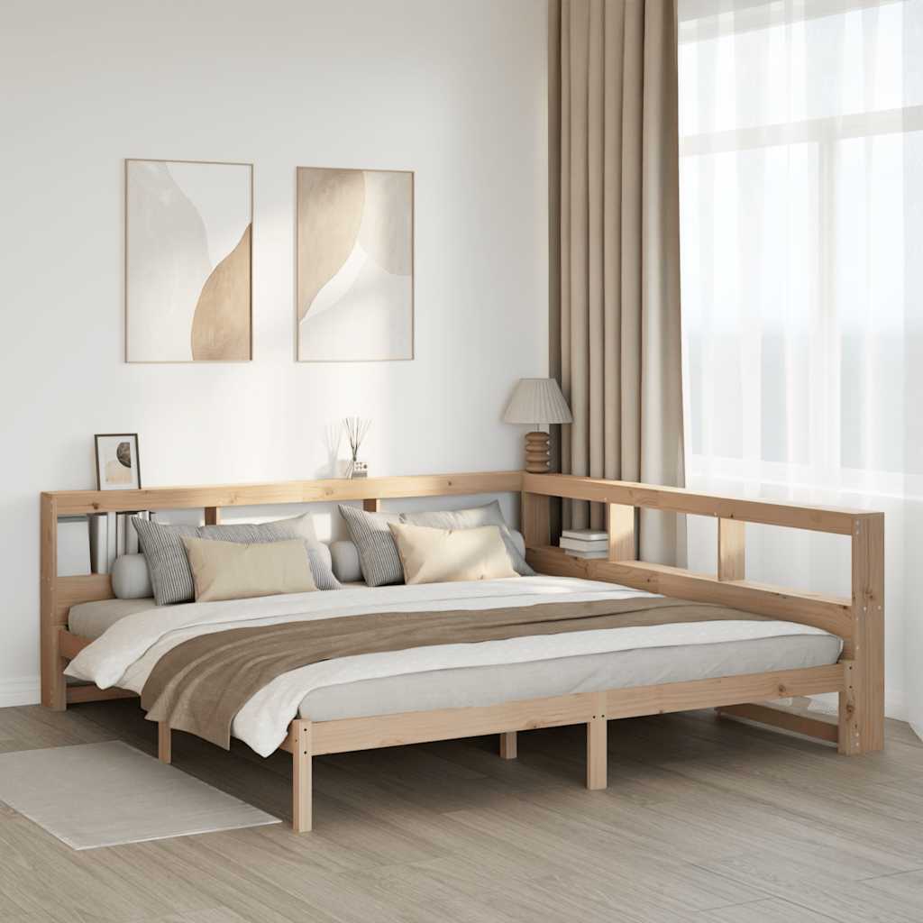 Cama con estantería sin colchón madera maciza de pino 200x200cm V5708 Vetonek