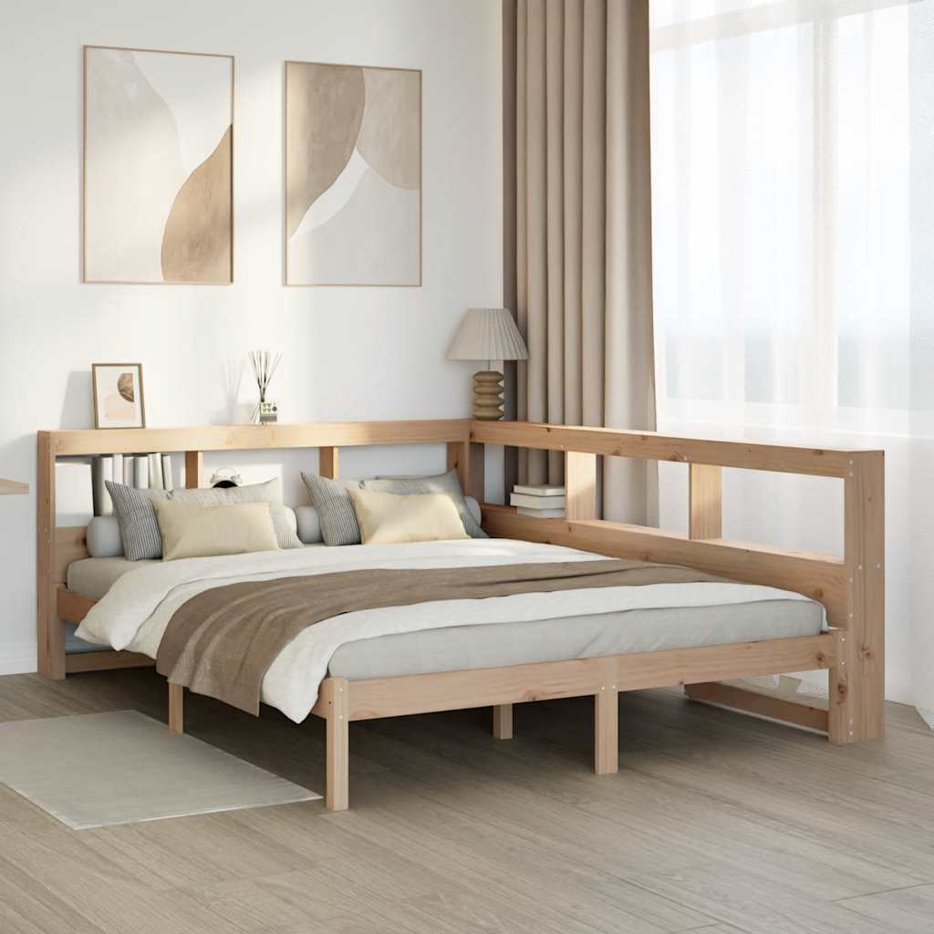 Cama con estantería sin colchón madera maciza de pino 160x200cm V5760 Vetonek