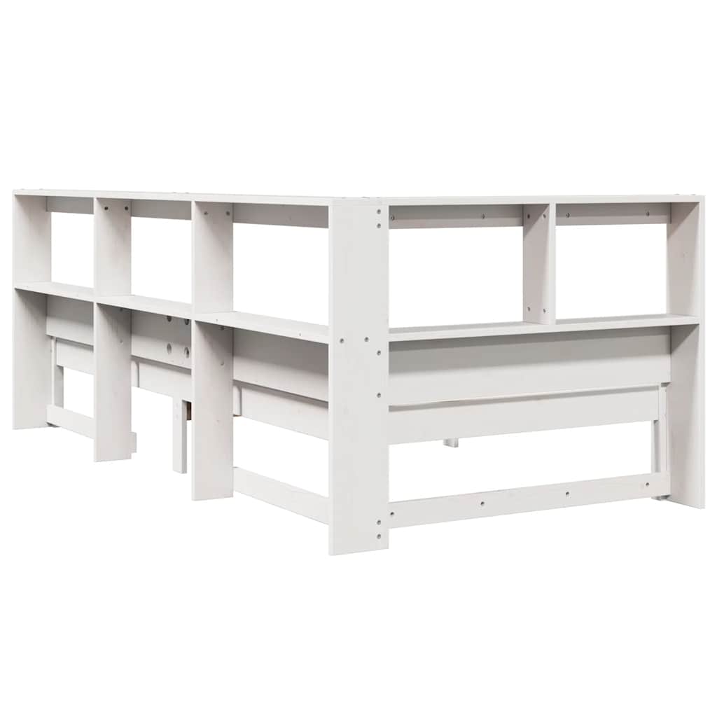 Cama com prateleira sem colchão madeira maciça branca 100x200 cm V5890 Vetonek