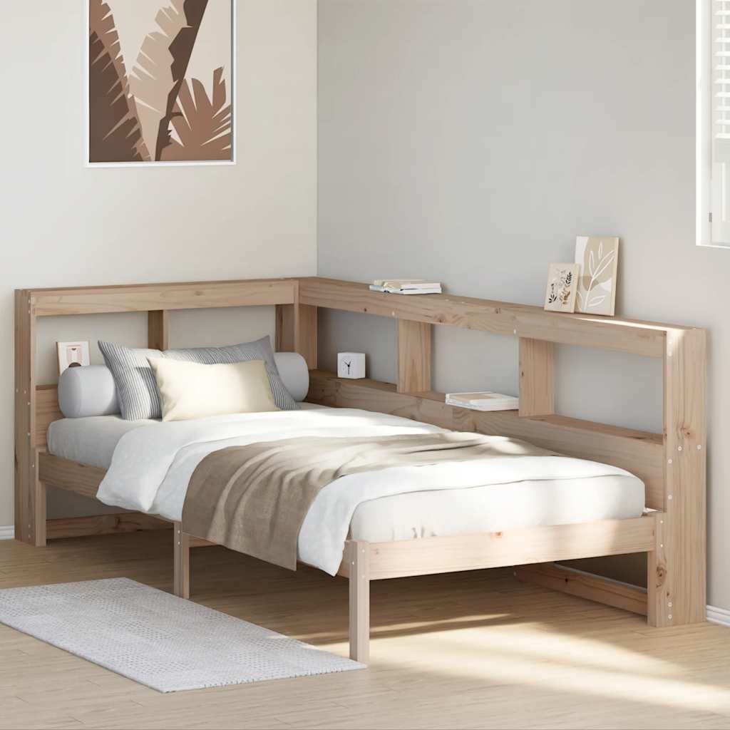 Cama con estantería sin colchón madera maciza de pino 90x200 cm v5913 Vetonek