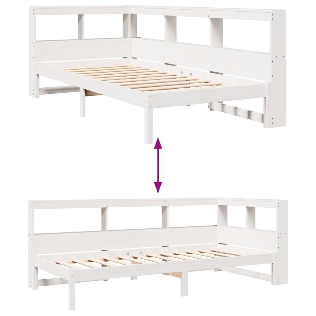 Cama con estantería sin colchón madera maciza de pino 90x190 cm V6040 Vetonek