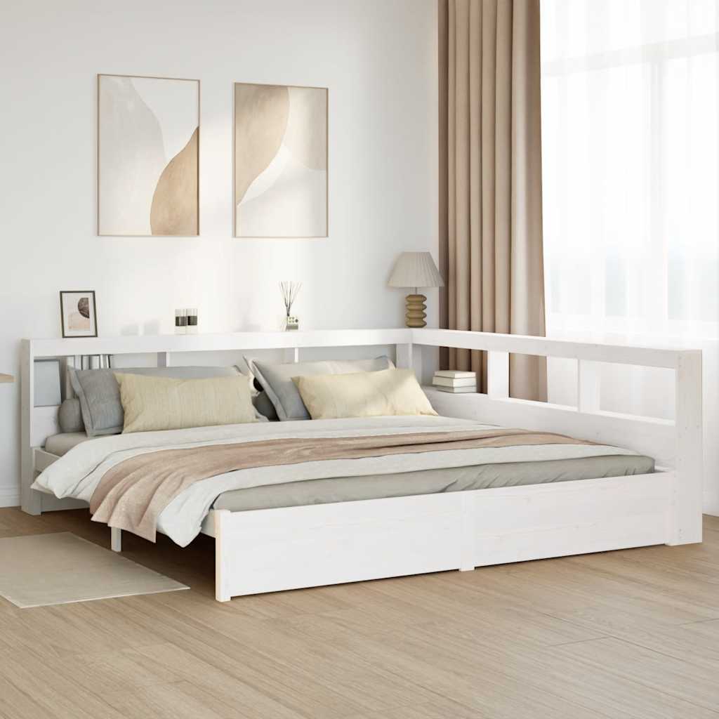 Cama con estantería sin colchón madera maciza de pino 160x200cm V6132 Vetonek