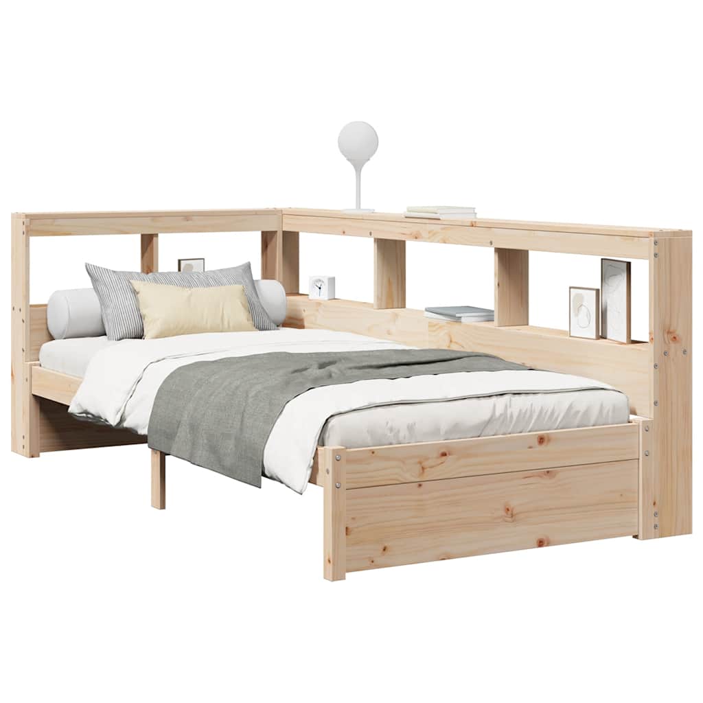 Cama con estantería sin colchón madera maciza de pino 100x200cm V6217 Vetonek