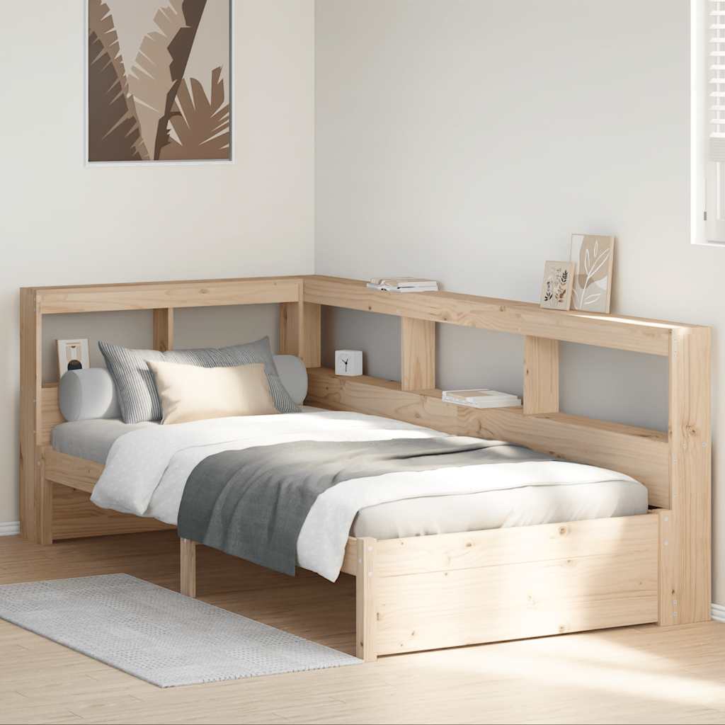 Cama con estantería sin colchón madera maciza de pino 100x200cm V6217 Vetonek