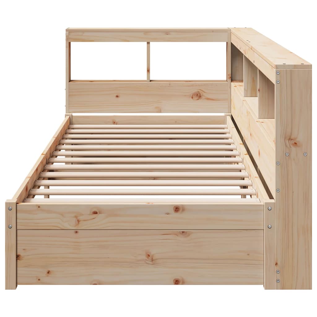 Cama con estantería sin colchón madera maciza de pino 90x190 cm V6316 Vetonek
