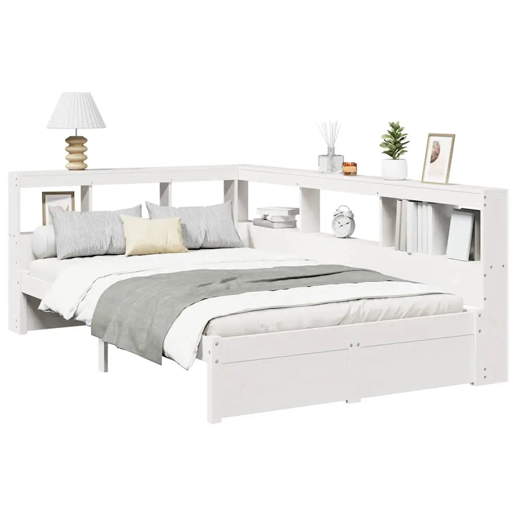 Cama con estantería sin colchón madera maciza de pino 90x190 cm V6323 Vetonek