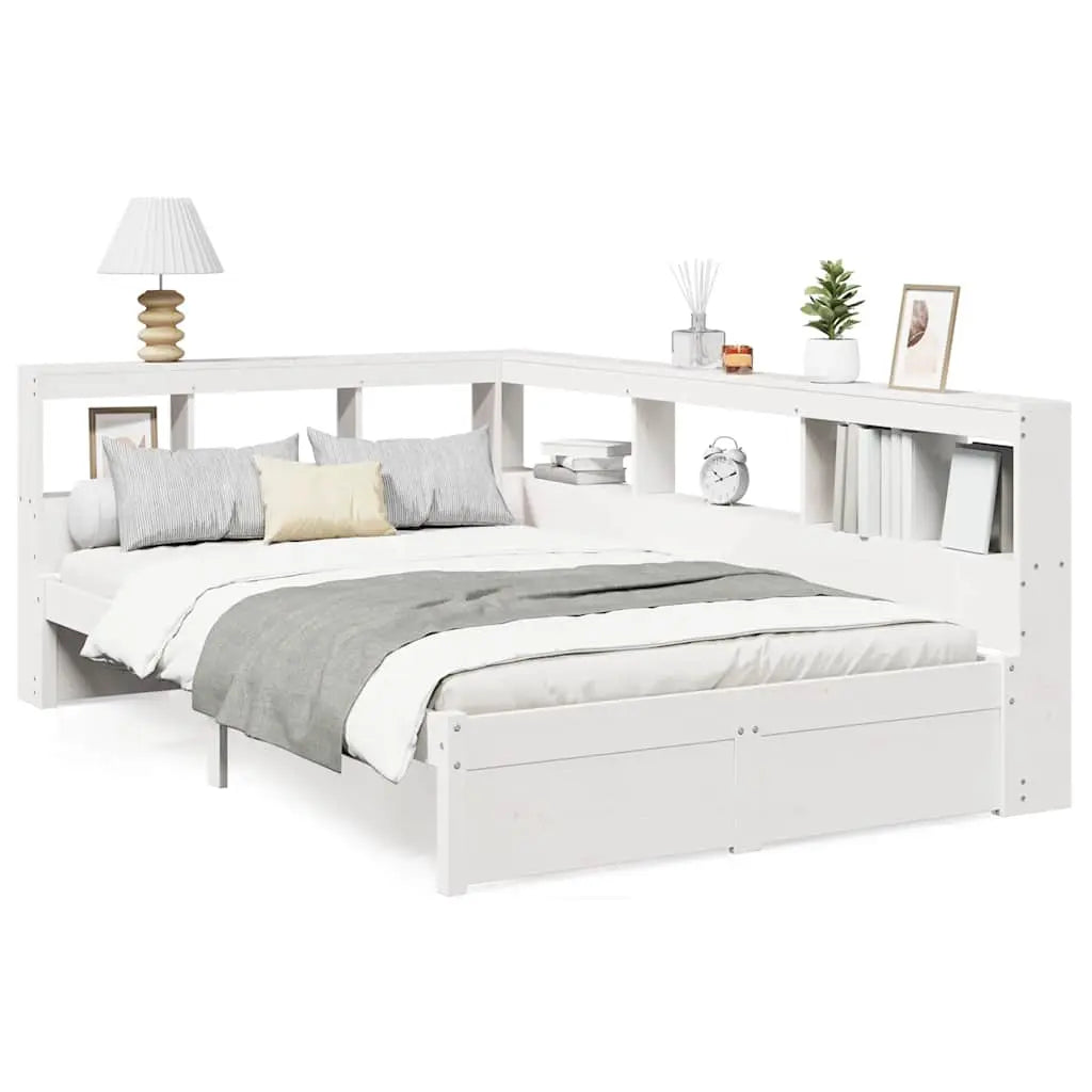 Cama con estantería sin colchón madera maciza de pino 90x190 cm V6323 Vetonek