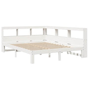 Cama con estantería sin colchón madera maciza blanca 150x200 cm v6453 - Vetonek