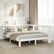 Cama con estantería sin colchón madera maciza blanca 150x200 cm v6453 Vetonek