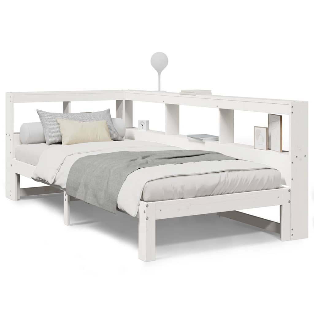 Cama con estantería sin colchón madera maciza de pino 90x190 cm V6699 Vetonek