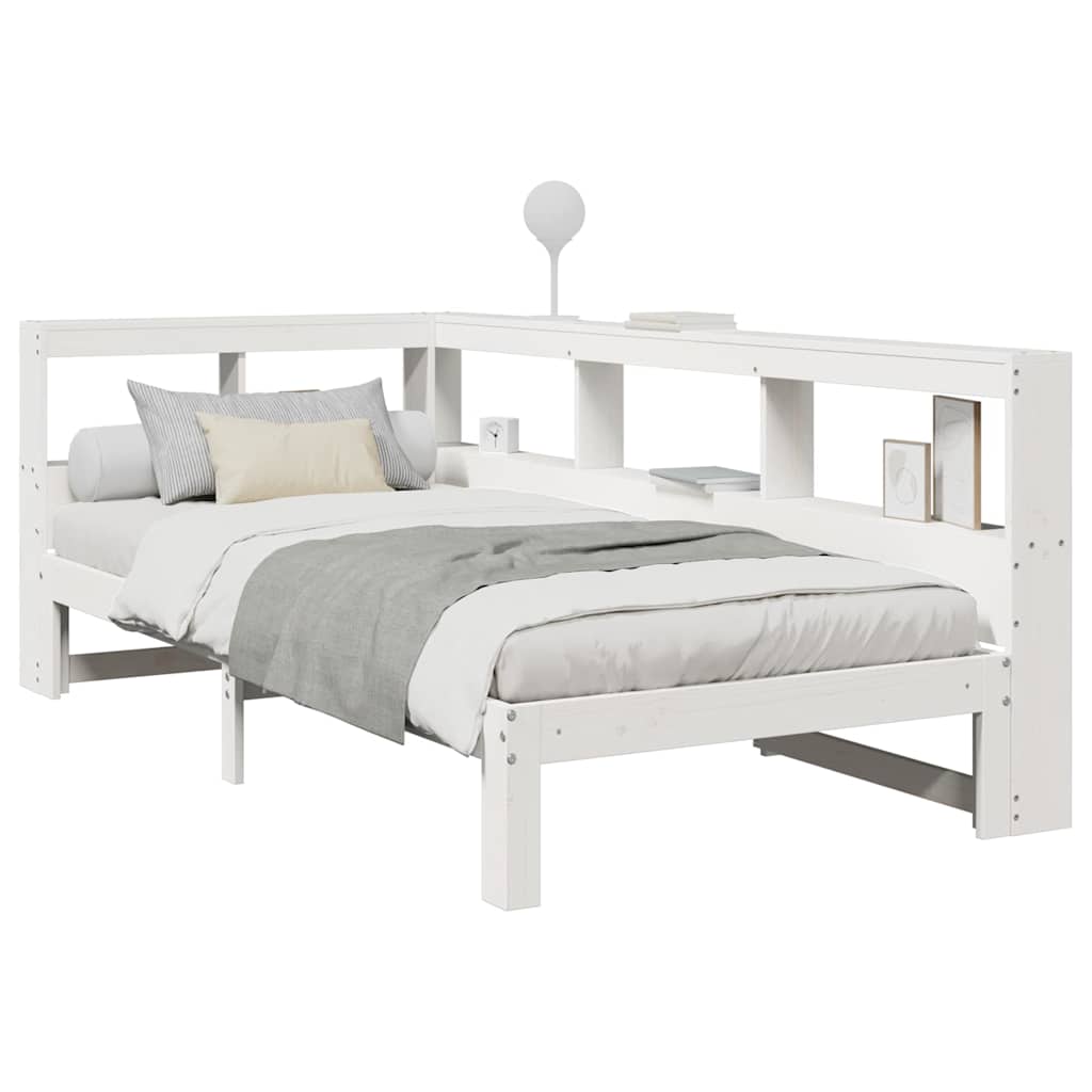 Cama con estantería sin colchón madera maciza de pino 90x190 cm V6699 Vetonek