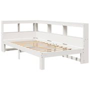 Cama con estantería sin colchón madera maciza de pino 90x190 cm V6699 Vetonek