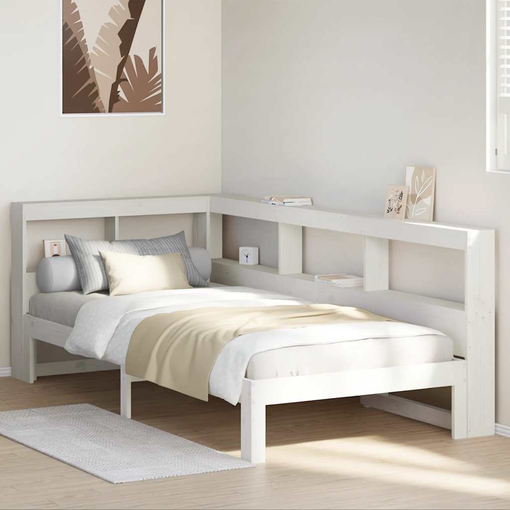 Cama con estantería sin colchón madera maciza de pino 90x190 cm V6699 Vetonek