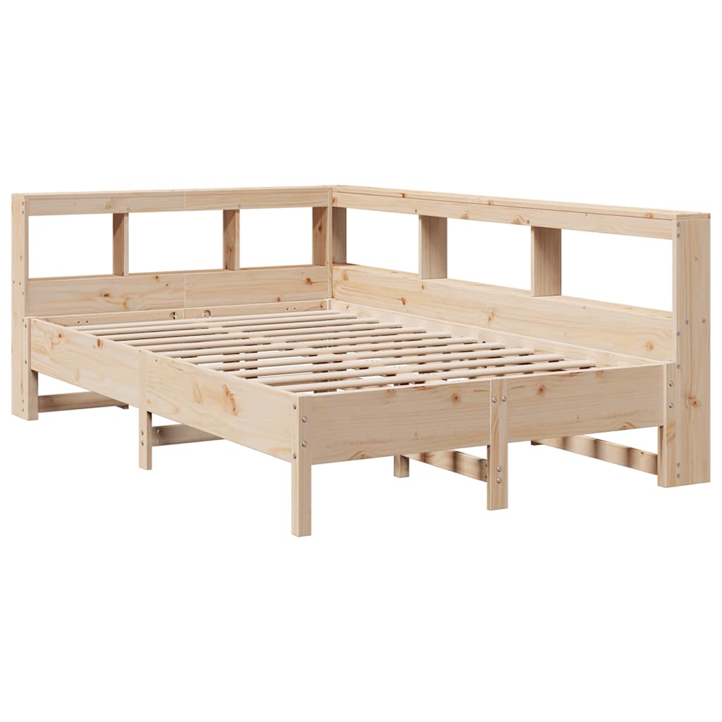 Cama con estantería sin colchón madera maciza de pino 160x200cm V6804 Vetonek