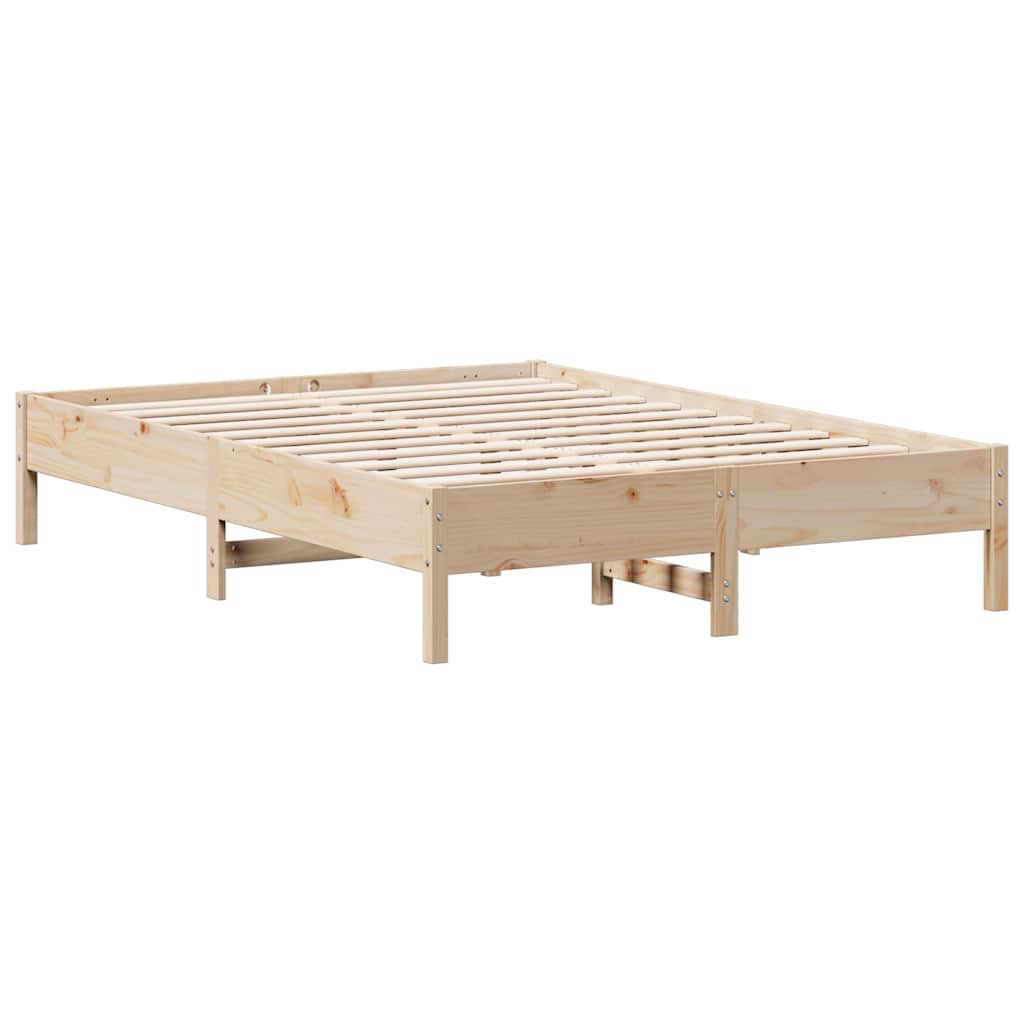 Cama con estantería sin colchón madera maciza de pino 160x200cm V6804 Vetonek