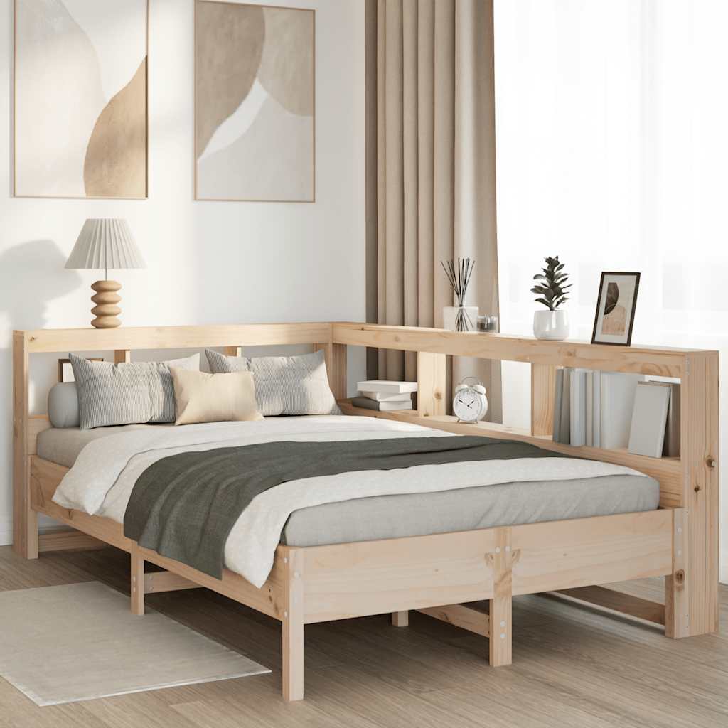 Cama con estantería sin colchón madera maciza de pino 160x200cm V6804 Vetonek