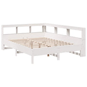 Cama con estantería sin colchón madera maciza blanca 150x200 cm v6842 - Vetonek