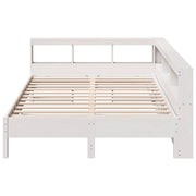 Cama con estantería sin colchón madera maciza blanca 150x200 cm v6842 - Vetonek