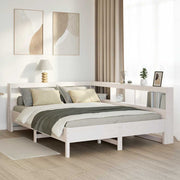 Cama con estantería sin colchón madera maciza blanca 150x200 cm v6842 Vetonek