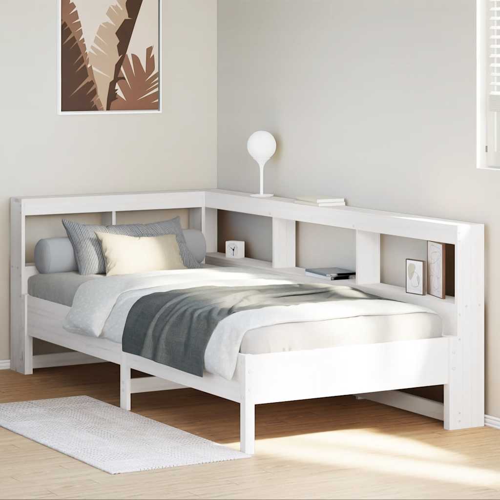 Cama con estantería sin colchón madera maciza de pino 90x190 cm V7085 Vetonek