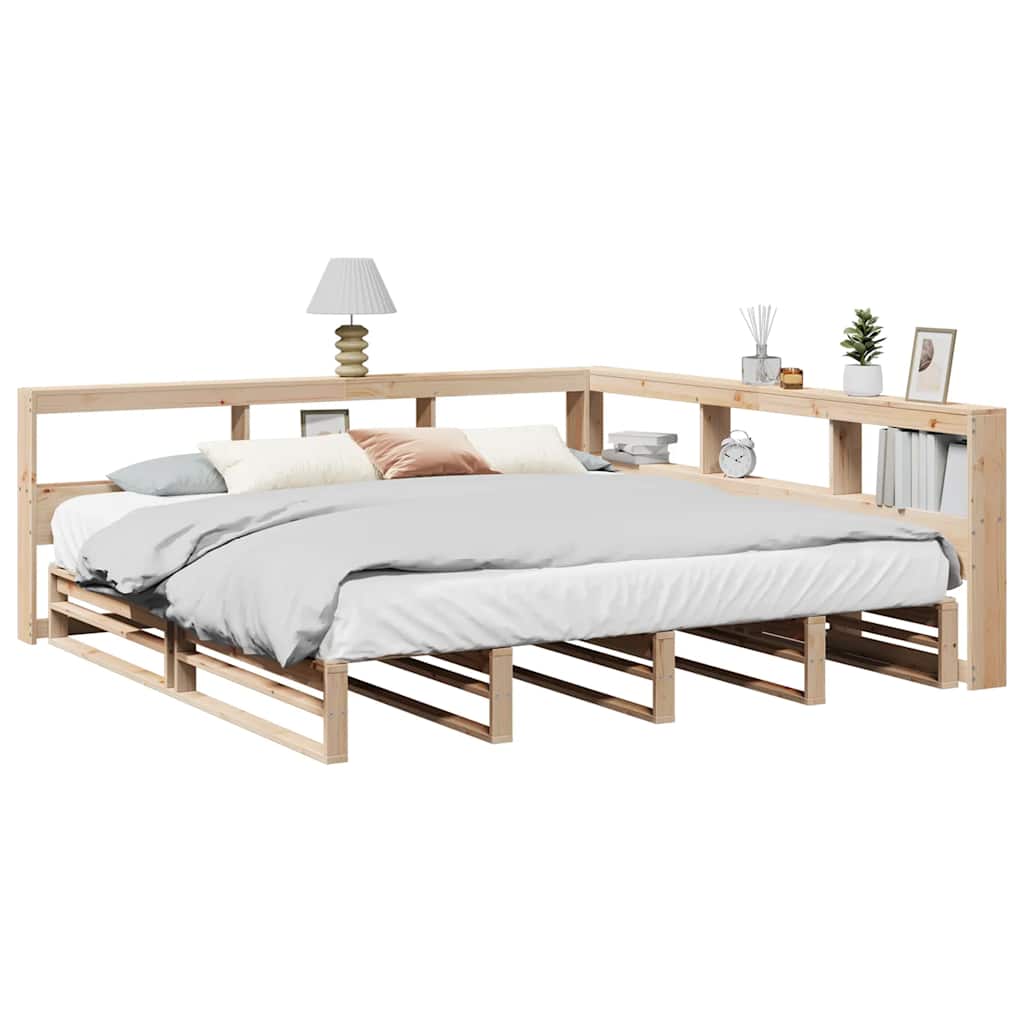 Cama con estantería sin colchón madera maciza de pino 200x200cm V7528 Vetonek