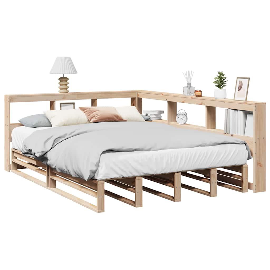 Cama con estantería sin colchón madera maciza de pino 160x200cm V7580 Vetonek