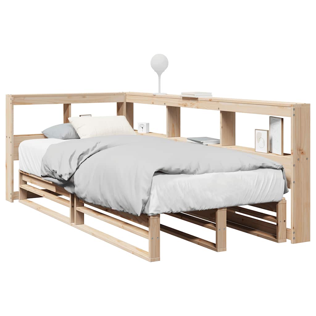 Cama con estantería sin colchón madera maciza de pino 90x200 cm v7733 Vetonek