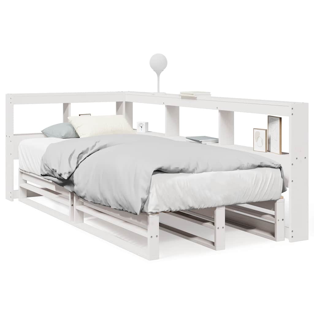 Cama con estantería sin colchón madera maciza de pino 90x190 cm V7863 Vetonek