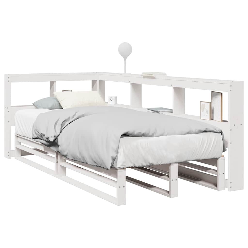 Cama con estantería sin colchón madera maciza de pino 90x190 cm V7863 Vetonek