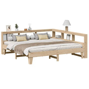 Cama con estantería sin colchón madera maciza de pino 200x200cm V7917 Vetonek