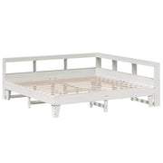 Lit avec étagère sans matelas bois massif blanc 180x200 cm V7955 Vetonek