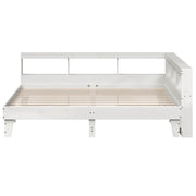 Lit avec étagère sans matelas bois massif blanc 180x200 cm V7955 Vetonek