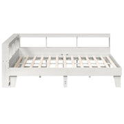 Lit avec étagère sans matelas bois massif blanc 180x200 cm V7955 Vetonek