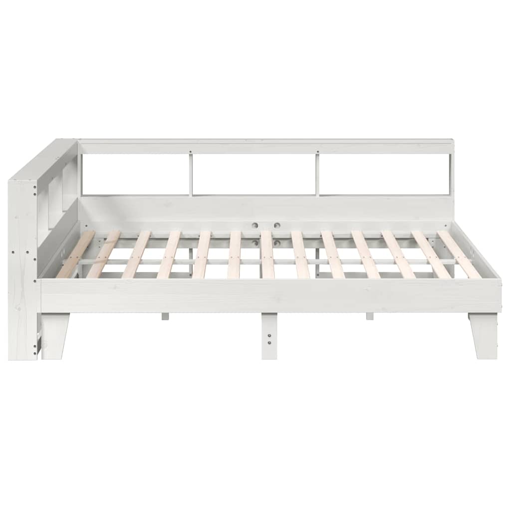 Lit avec étagère sans matelas bois massif blanc 180x200 cm V7955 Vetonek