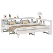 Cama com prateleira sem colchão madeira maciça branca 180x200 cm V7955 Vetonek