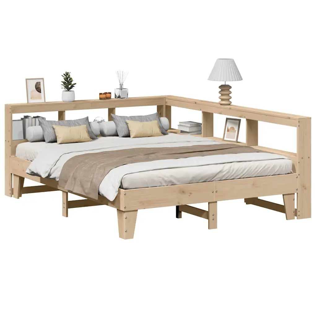 Cama con estantería sin colchón madera maciza de pino 160x200cm V7979 Vetonek