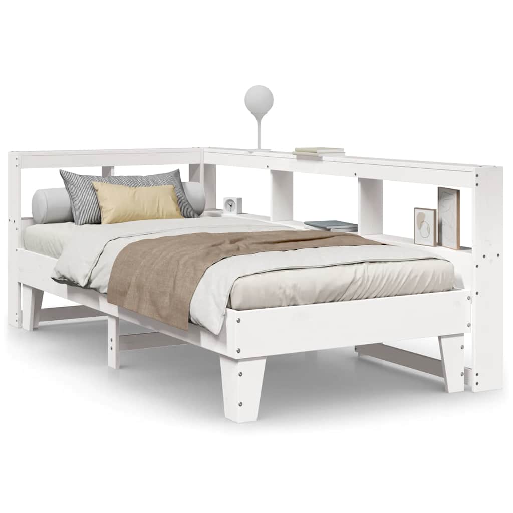 Cama con estantería sin colchón madera maciza de pino 90x190 cm V8259 Vetonek