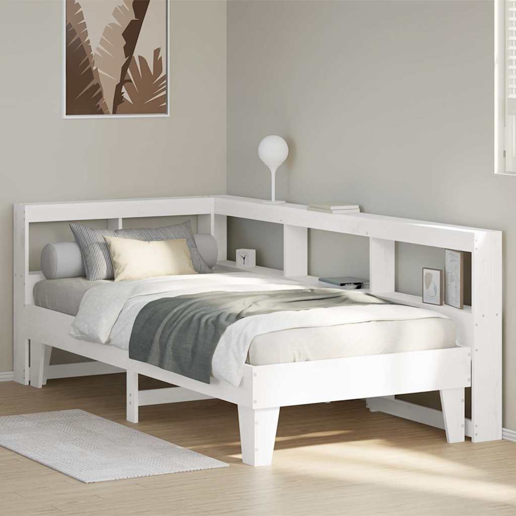 Cama con estantería sin colchón madera maciza de pino 90x190 cm V8259 Vetonek