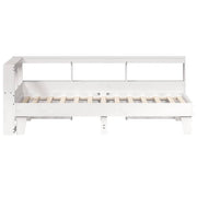 Cama con estantería sin colchón madera maciza de pino 90x190 cm V8259 Vetonek