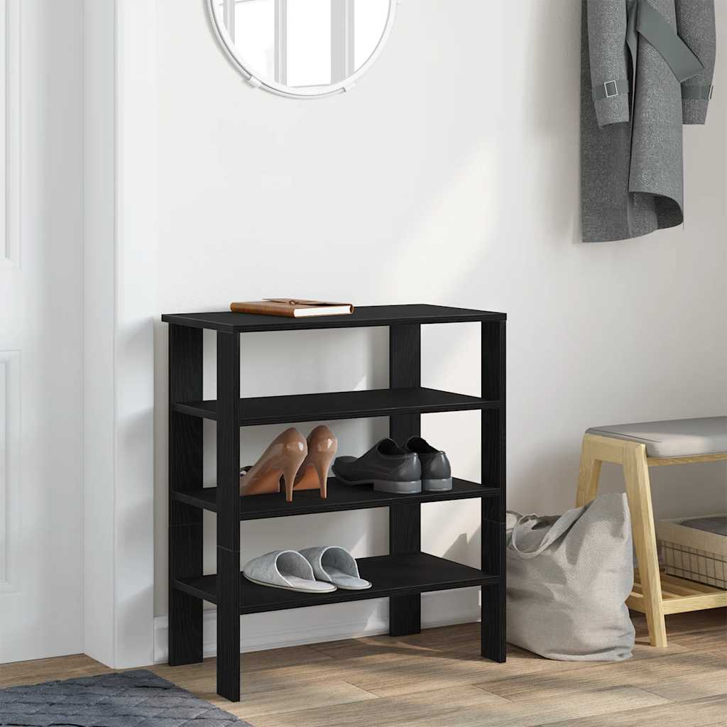 Vetonek Mueble zapatero madera contrachapada negro 61x32x70 cm