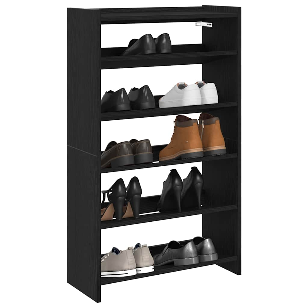 Vetonek Mueble zapatero madera contrachapada negro 60x25x100 cm