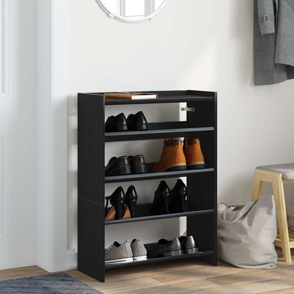 Black plywood shoe cabinet 80x25x61.5 cm