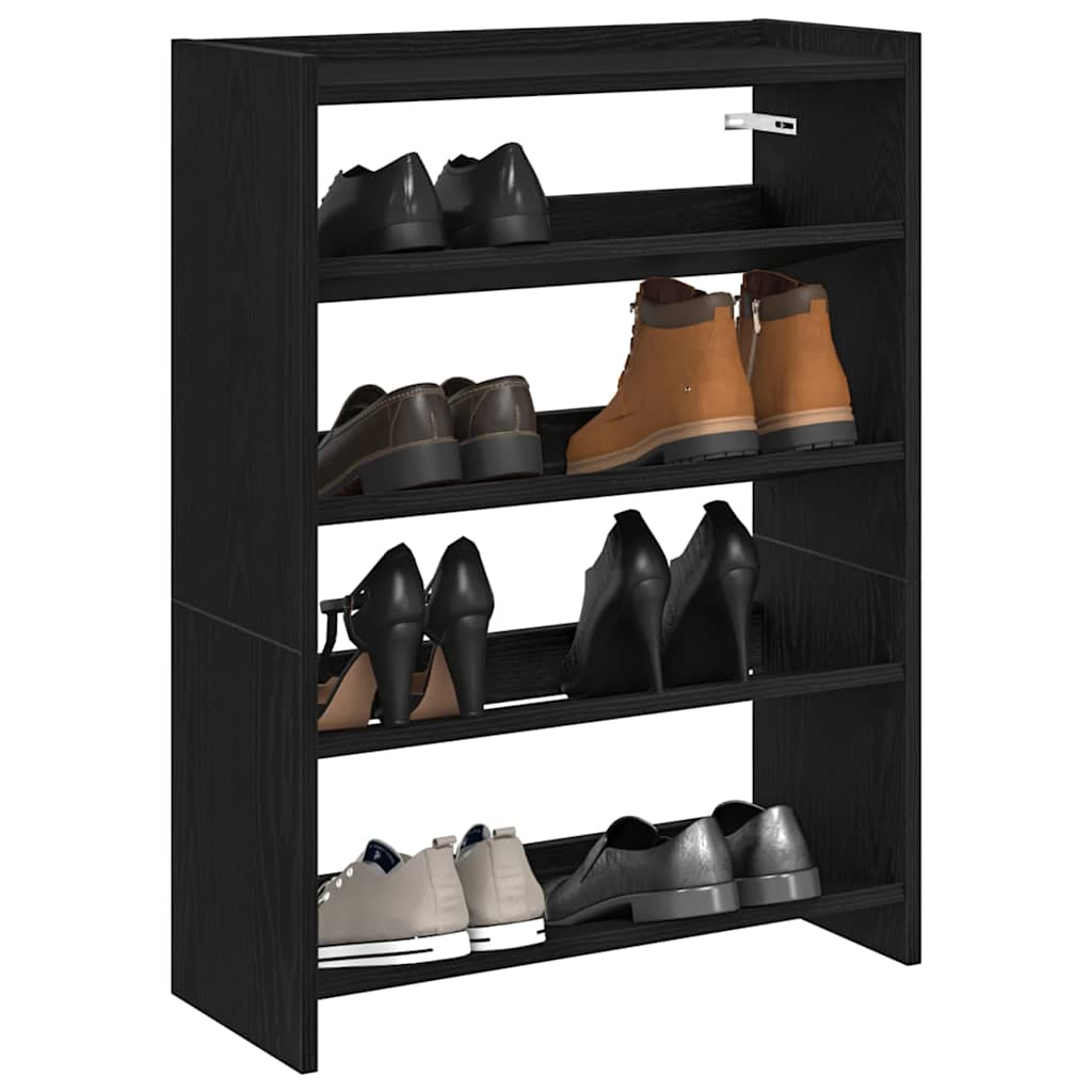 Vetonek Mueble zapatero madera contrachapada negro 80x25x61,5 cm