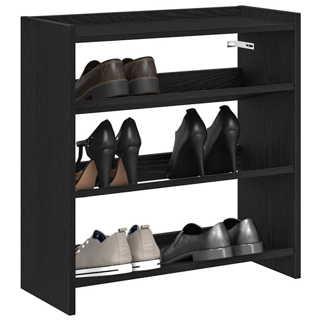 Vetonek Mueble zapatero madera contrachapada negro 60x25x62 cm