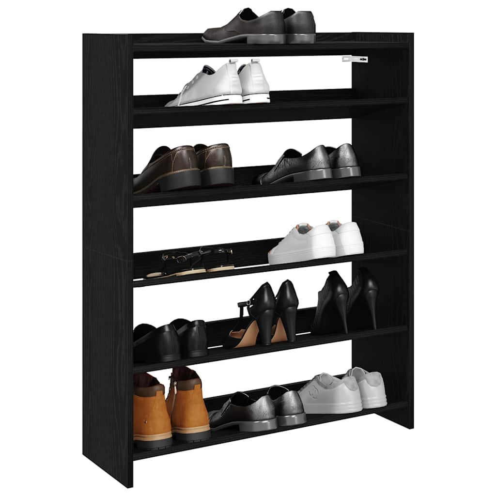 Vetonek Mueble zapatero madera contrachapada negro 80x25x100 cm