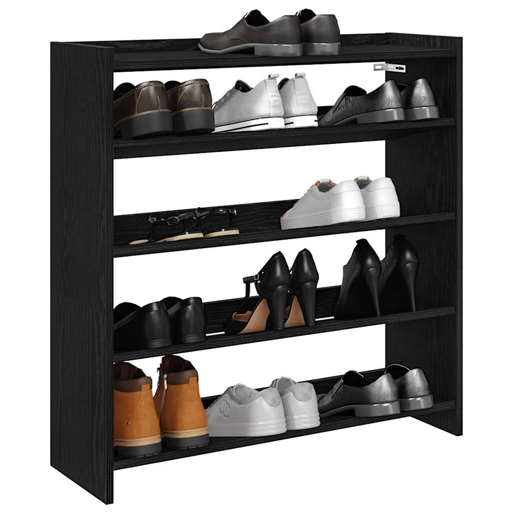 Vetonek Mueble zapatero madera contrachapada negro 80x25x81 cm