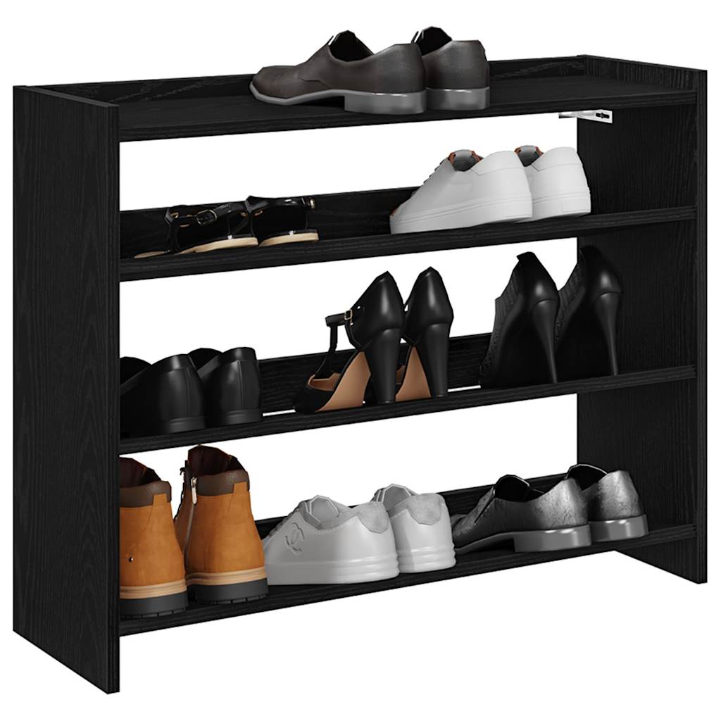 Vetonek Mueble zapatero madera contrachapada negro 80x25x62 cm