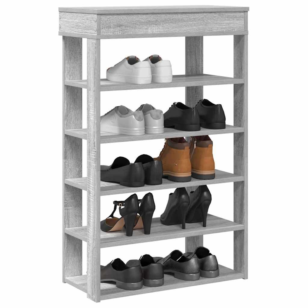 Vetonek Mueble zapatero madera de ingeniería gris Sonoma 60x30x98 cm