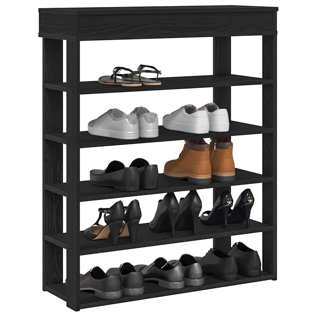 Vetonek Mueble zapatero de madera de ingeniería negro 80x30x98 cm